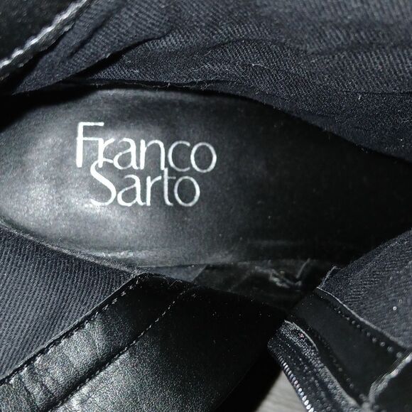 FRANCO SARTO |Amsterdam Black Leather pointed toe wedge ankle bootie Sz 7.5 EUC - Picture 8 of 9